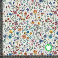 Rib jersey med små farverige blomster 2