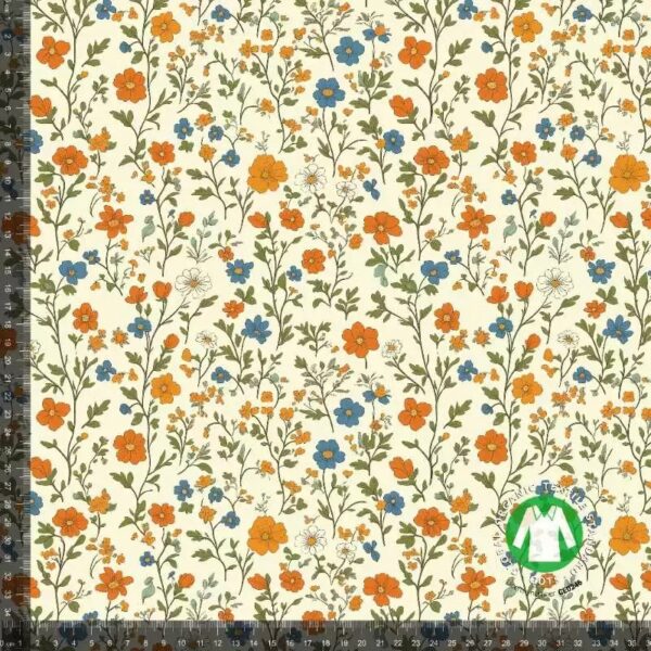 Jersey print med små elegante retroblomster