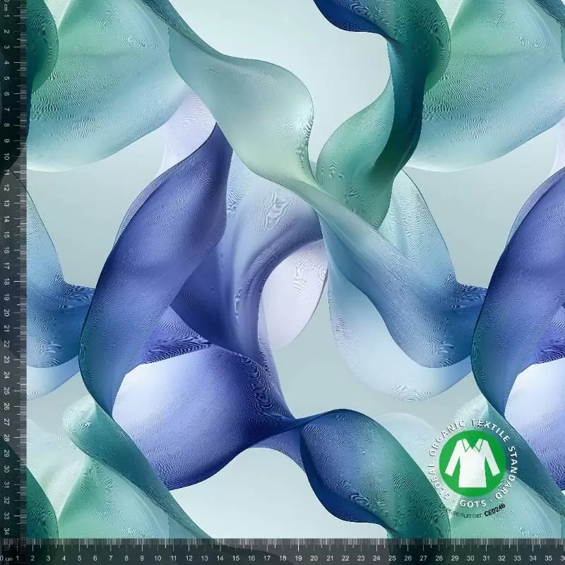 Jersey print med blåt bølgemønster