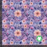 Rib jersey med lilla blomster 2