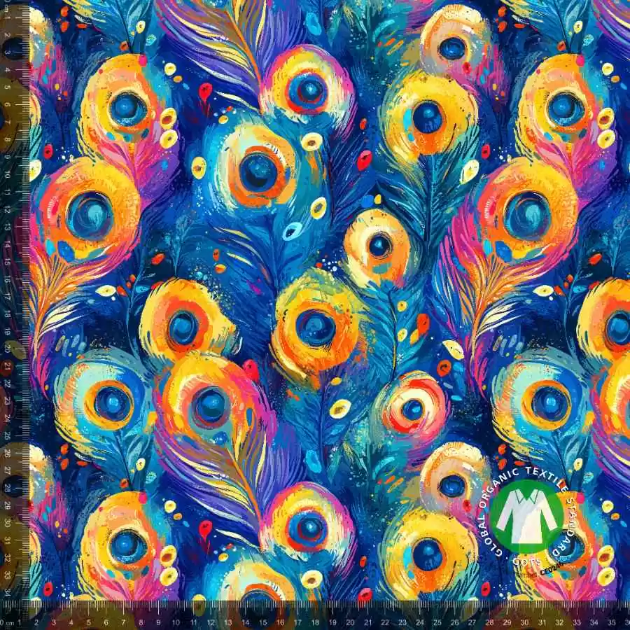 Jersey print abstrakt påfugl