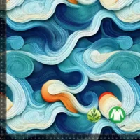 Bambus jersey print med abstrakte bølger