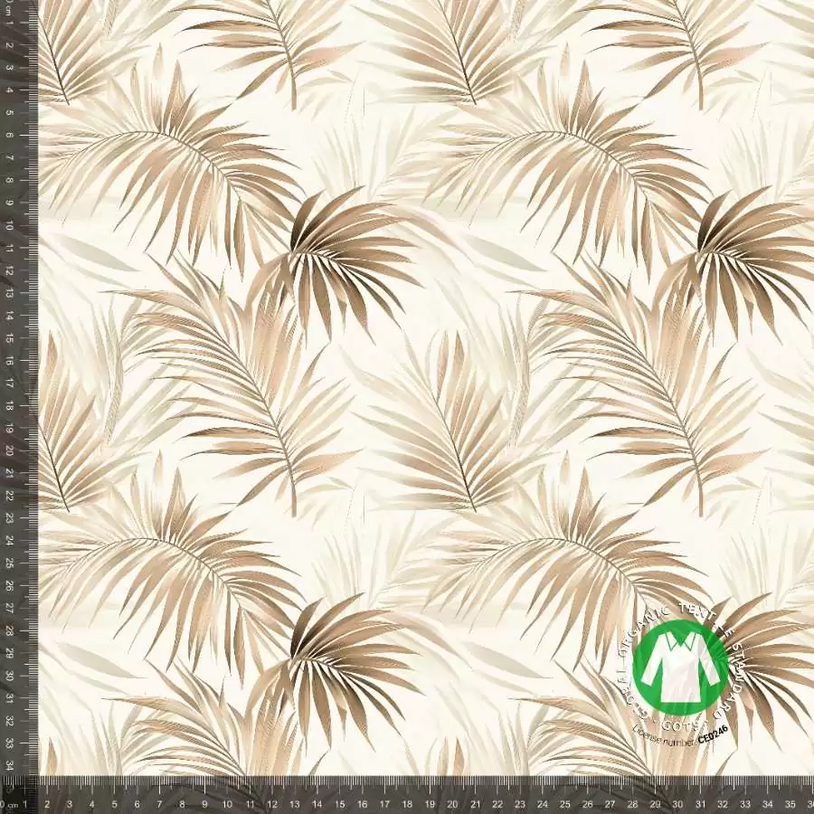 Jersey print grene og blade beige