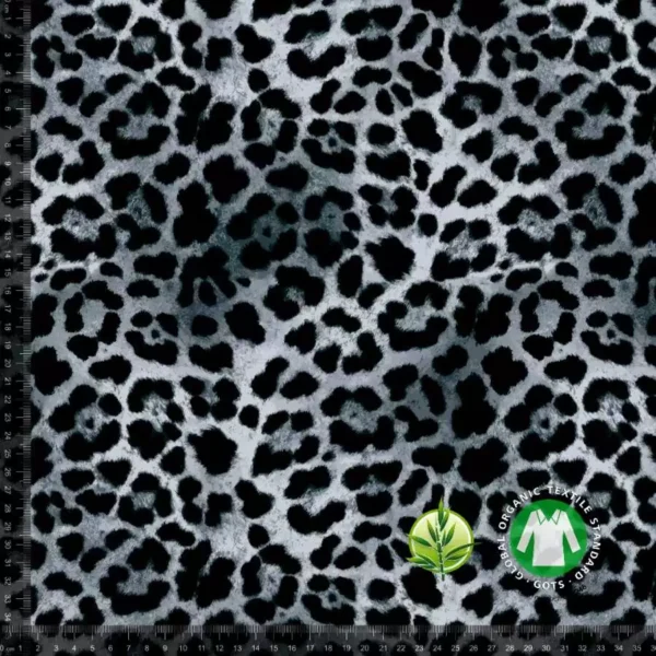 Bambus jersey print leopard sølv