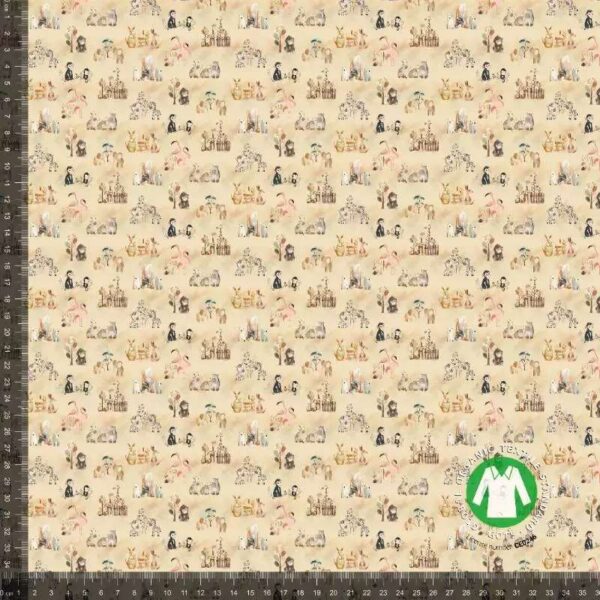 Jersey print med zoo tema - beige