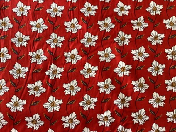 Poplin print med flotte blomster - Rød