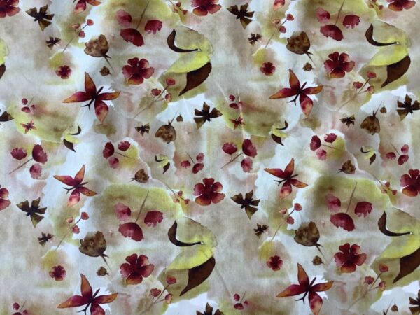 Poplin - Blomster og sommerfugle