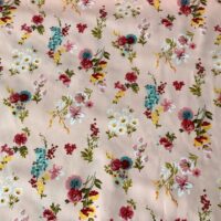 Poplin - Blomster buket lyserød