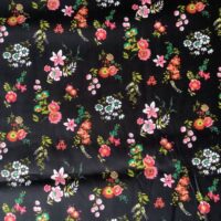Poplin - blomster buket sort