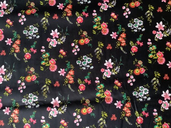 Poplin - blomster buket sort
