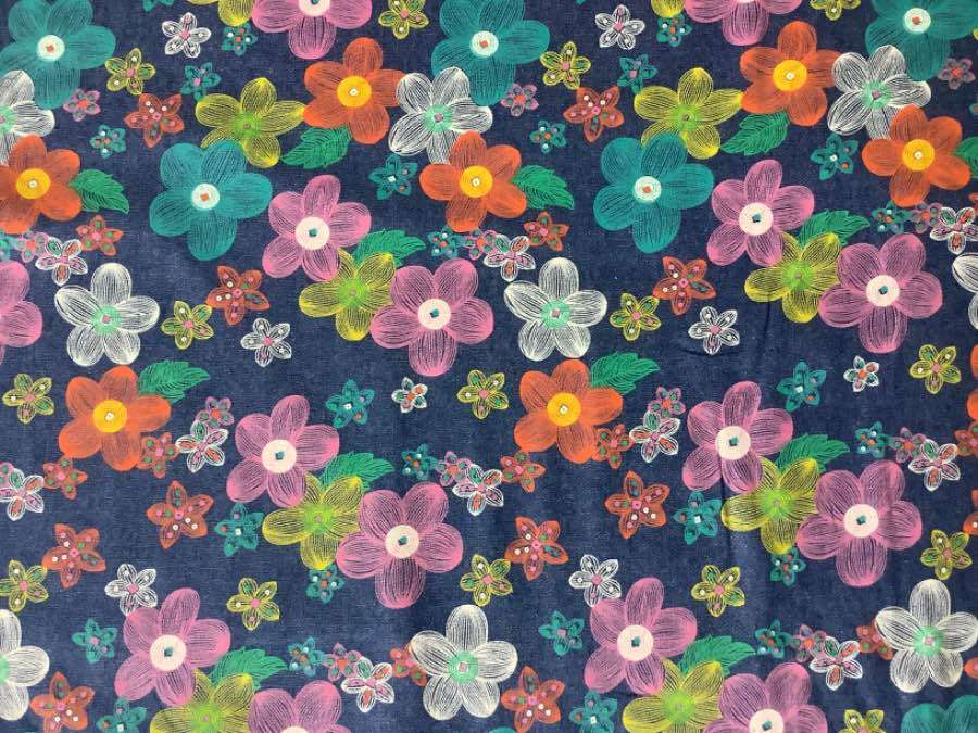 Poplin - Smukke blomster - multi