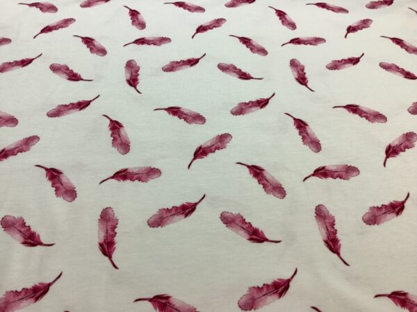 Jersey print - Fjer - pink