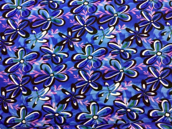 Viscose Lycra - Blå blomster