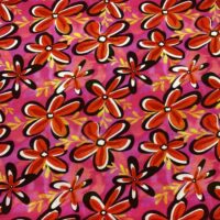 Viscose Lycra - Røde blomster