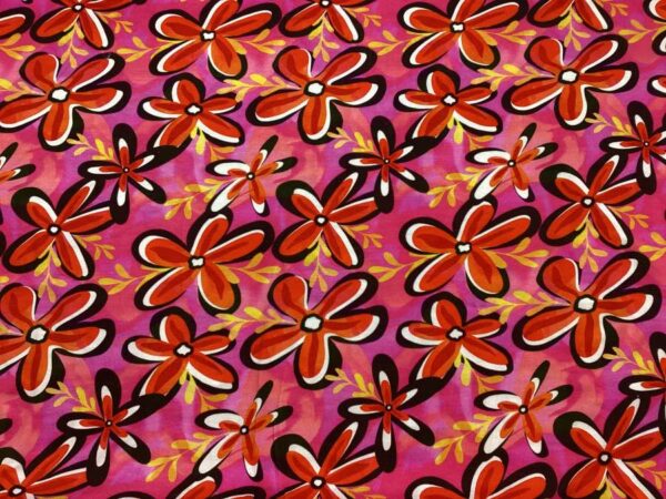 Viscose Lycra - Røde blomster