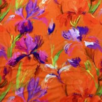 Viscose Lycra -Malede blomster - Orange
