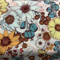 Viscose - Blomster mix - Hvid baggrund