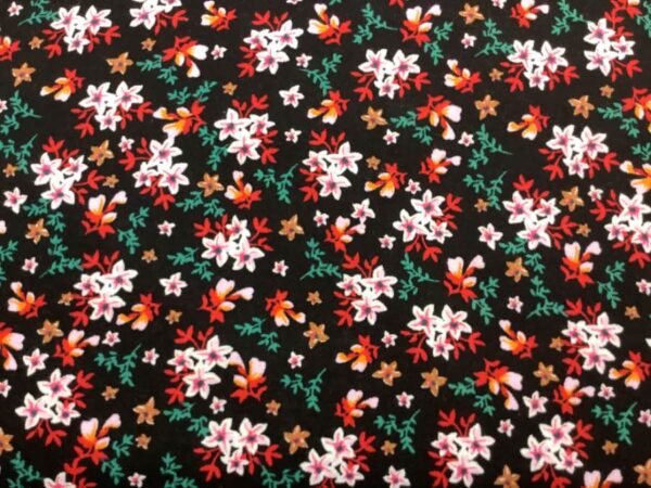 Viscose - Røse blomster - sort baggrund