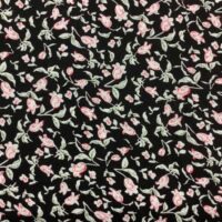 Viscose - Blomster på sort baggrund