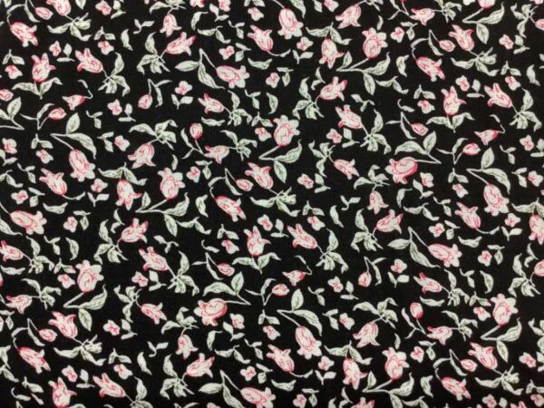 Viscose - Blomster på sort baggrund