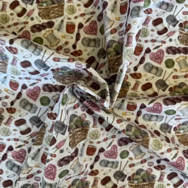 Patchwork stof - Strikke kurv - Image 2