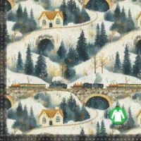 Rib jersey - Vinterlandskab med tog