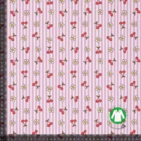 Rib jersey - Kirsebær og blomster - Pink striber
