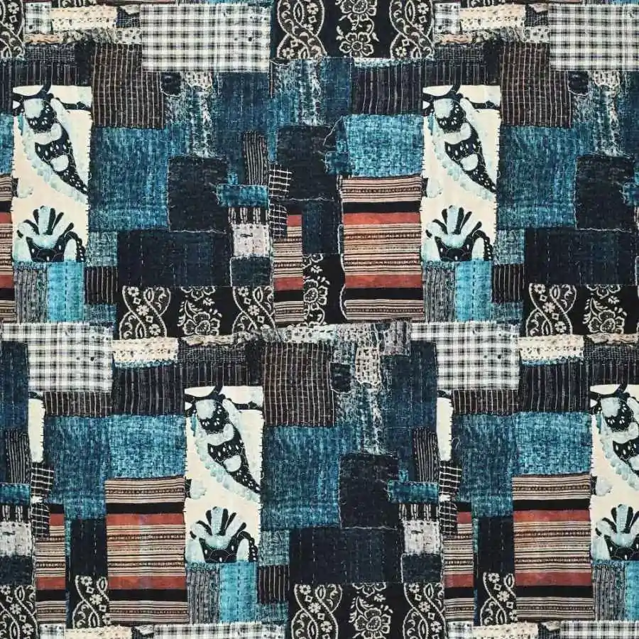 Bomuld twill med denim print - 3