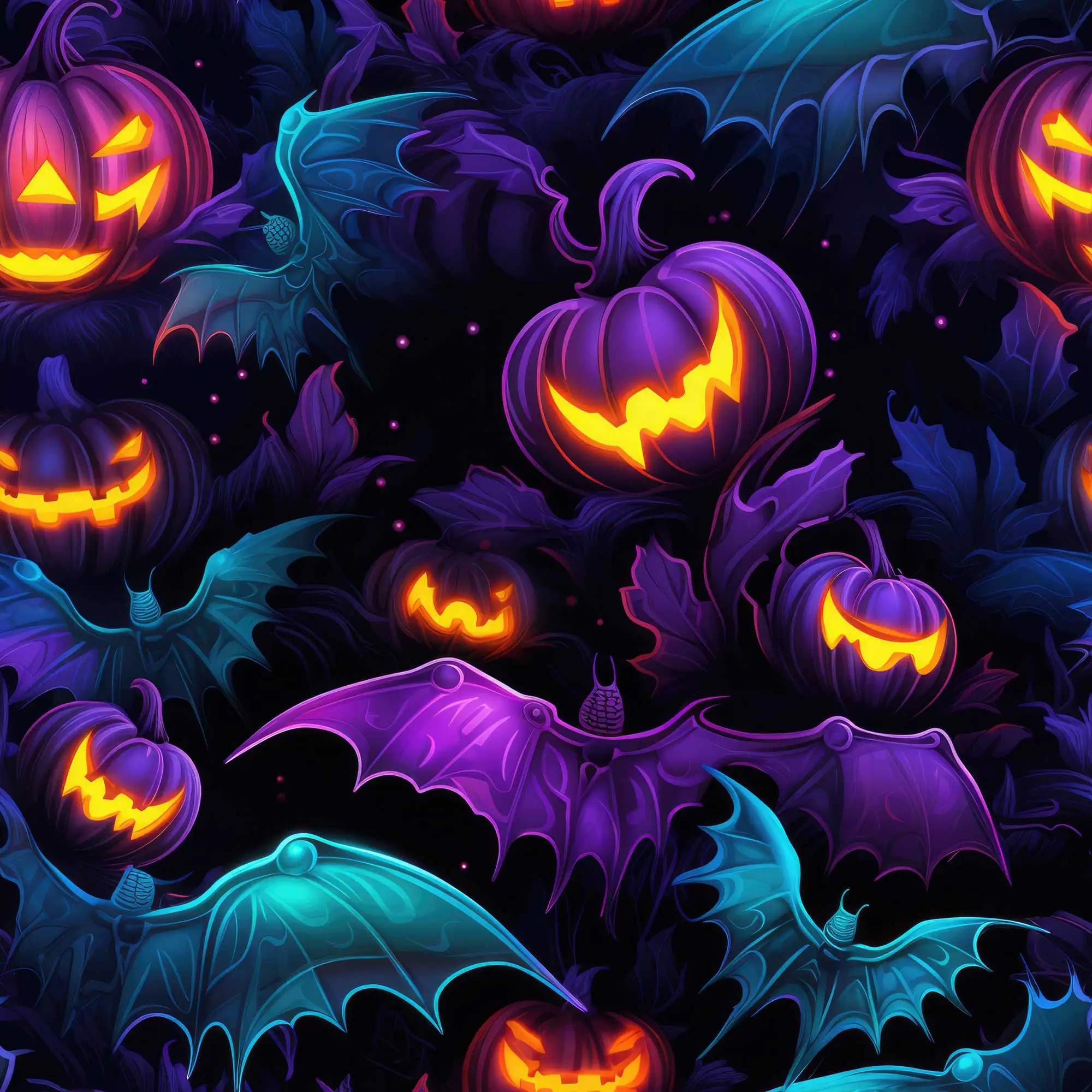 French Terry - Halloween græskar og flagermus