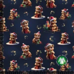 Jersey print med søde julebjørne - navy