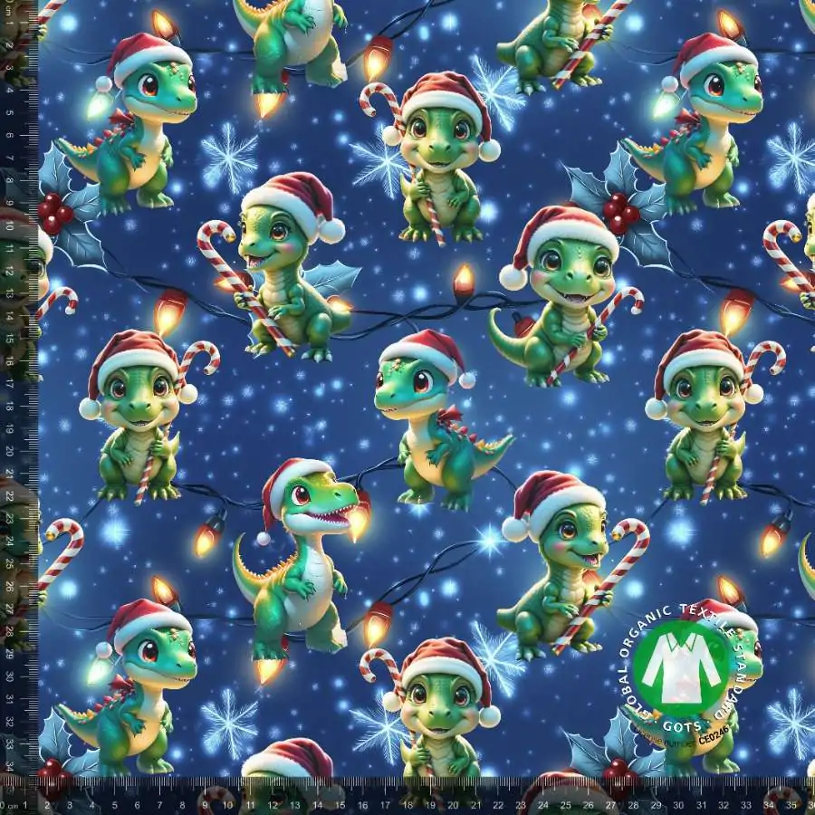 Jersey print med søde jule dinoer - 3