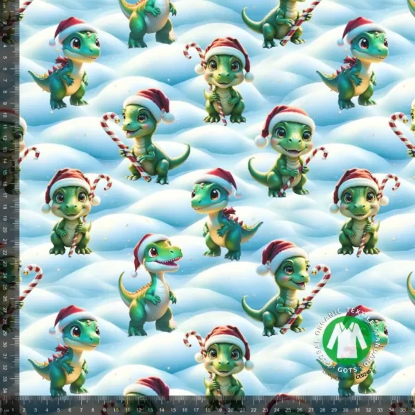 Jersey print med søde jule dinoer - 2