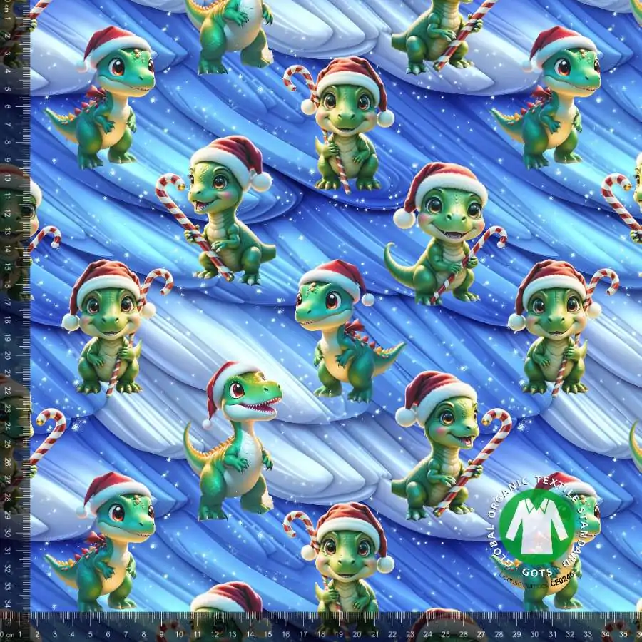 Jersey print med søde jule dinoer - 1