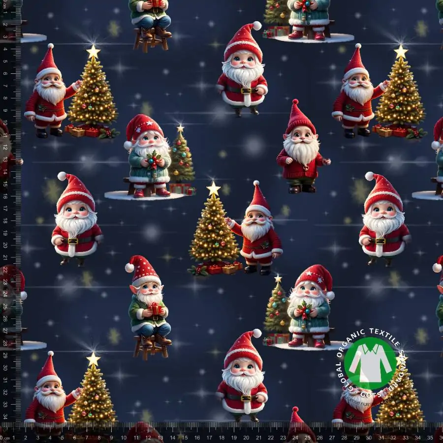 Jersey print med søde jule nisser - navy