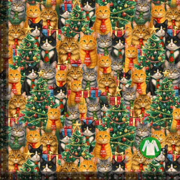 Jersey print med jule katte - collage