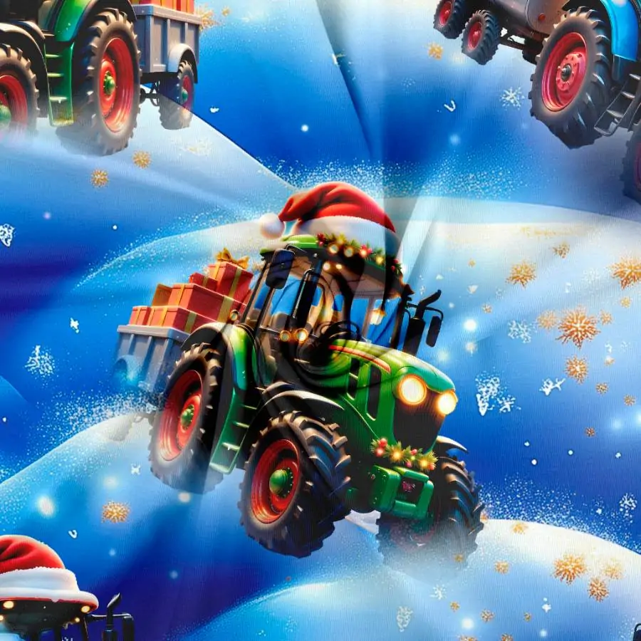 Jersey print med søde juletraktoer - 2 - Billede 2