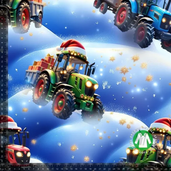 Jersey print med søde juletraktoer - 2