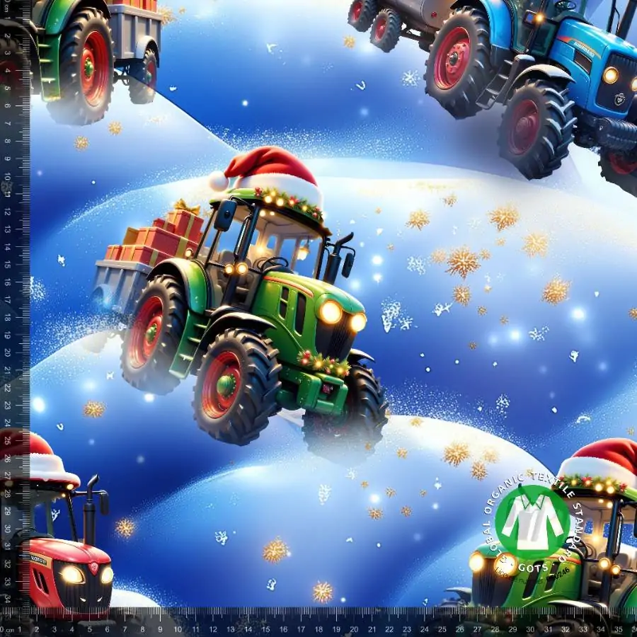 Jersey print med søde juletraktoer - 2