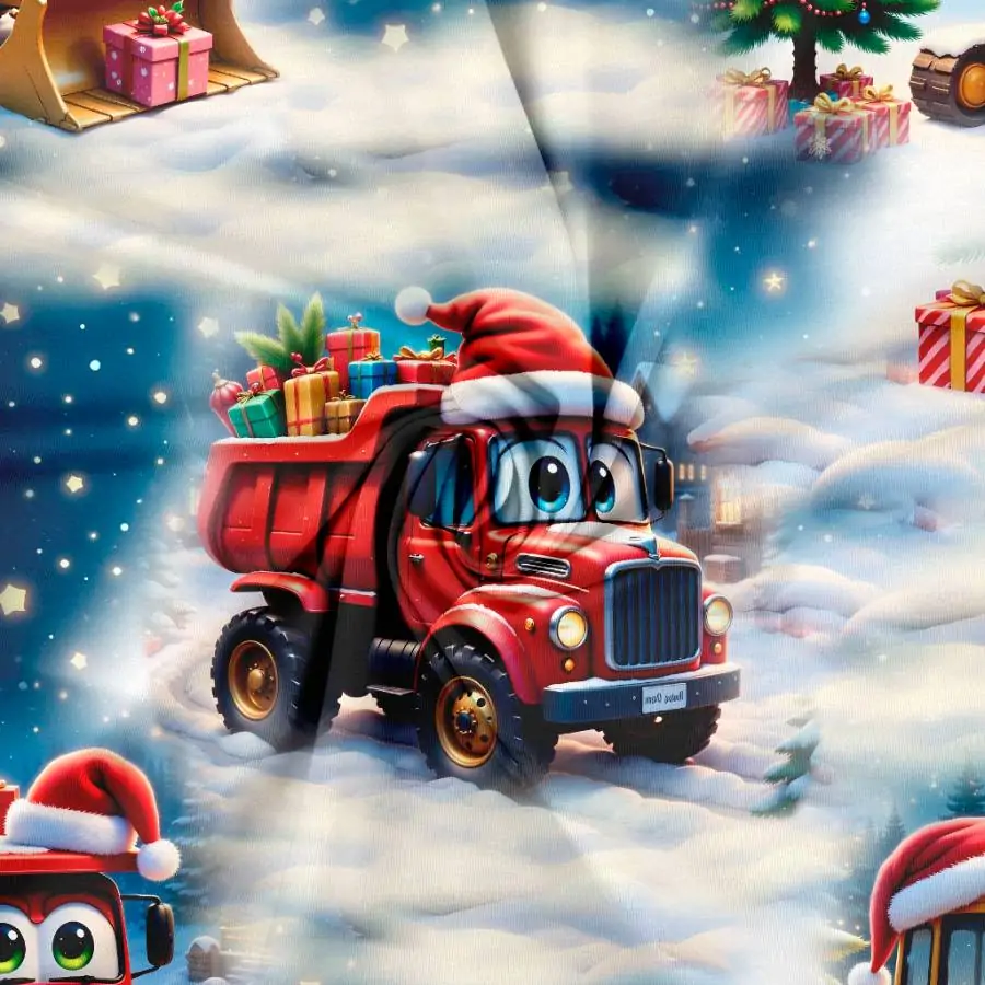 Jersey print med søde jule maskiner - Billede 2