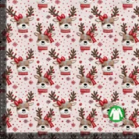 Jersey print med broderede søde jule rensdyr