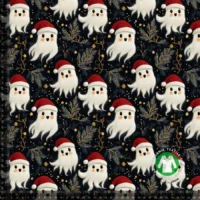 Jersey print med broderede jule spøgelser