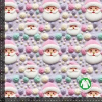 Jersey print med broderede lyserøde julemænd