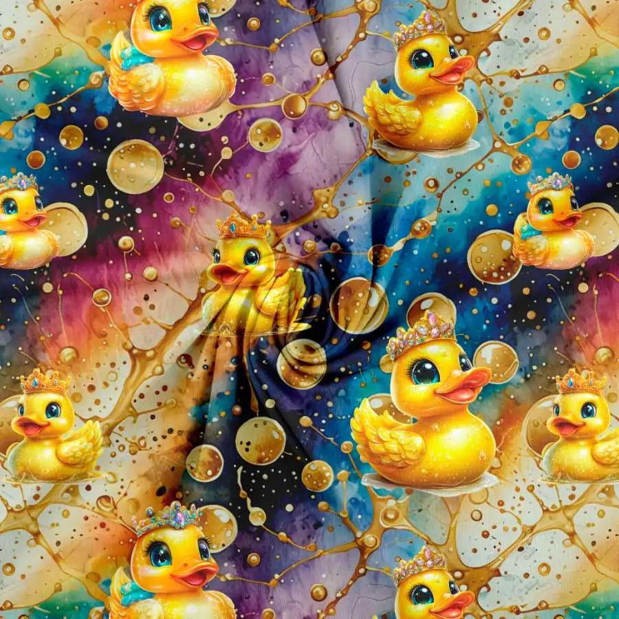 Jersey print med rubber ducks og kongekroner - color splash - Billede 2