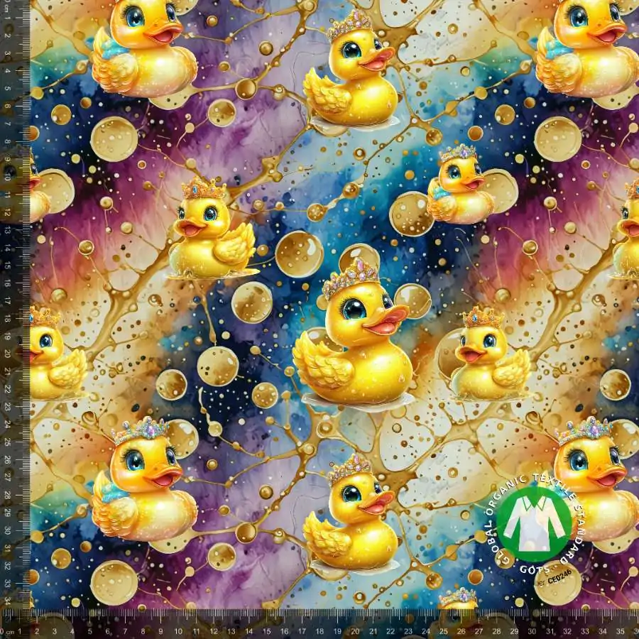 Jersey print med rubber ducks og kongekroner - color splash