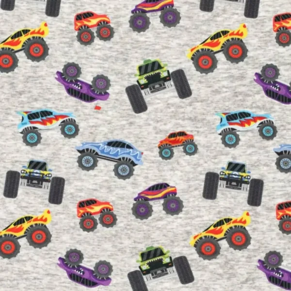 Kraftig jogging med monster trucks
