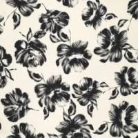 Heavy Satin Stretch - Pæoner hvid