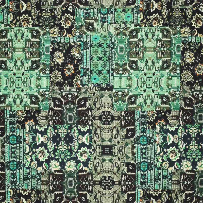 Heavy Rayon Satin Stretch - Mønster grøn