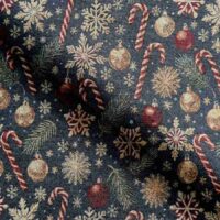 Gobelin med julestokke - rød - navy