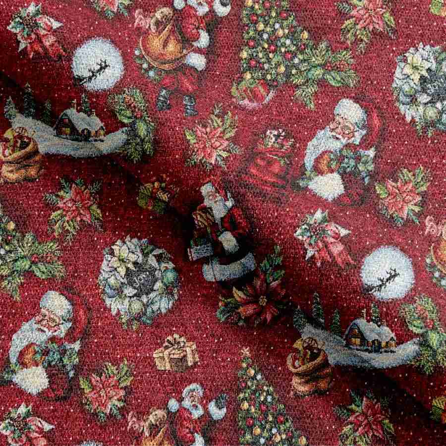Gobelin med julemænd - rød