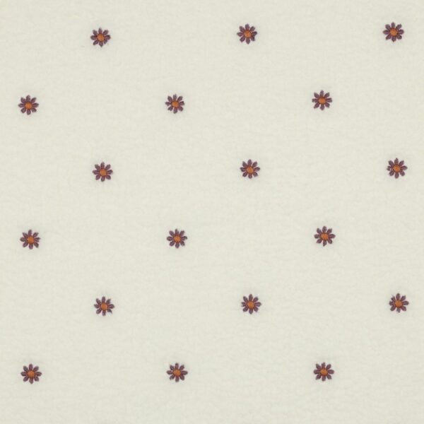 Teddy med broderi - Ecru med lilla blomster